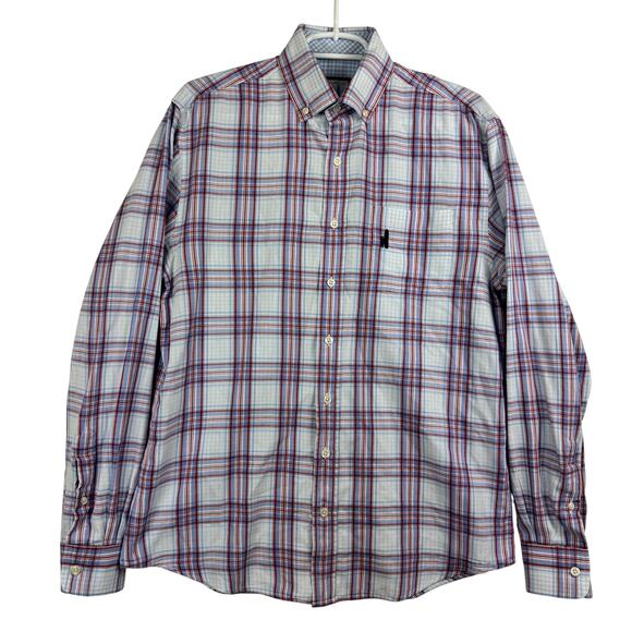 johnnie-O Other - Men's Johnnie-O Red Blue Plaid Long Sleeve Button Up Casual Shirt sz Medium